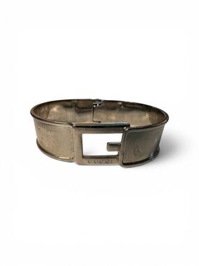 Vintage Gucci G Logo Sterling Silver Bracelet Cuff Italy